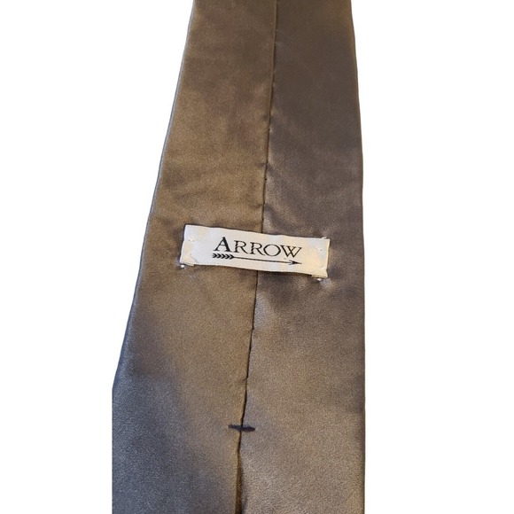 Arrow Tie Gray Color Satin Finish 100% Silk Power Classic Designer Tie 57 X 4 - Picture 5 of 12